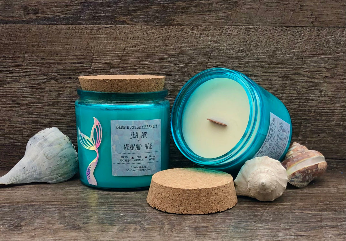 Ocean Wave Scented Candle, Wood Wick Candle, Hand Poured Soy