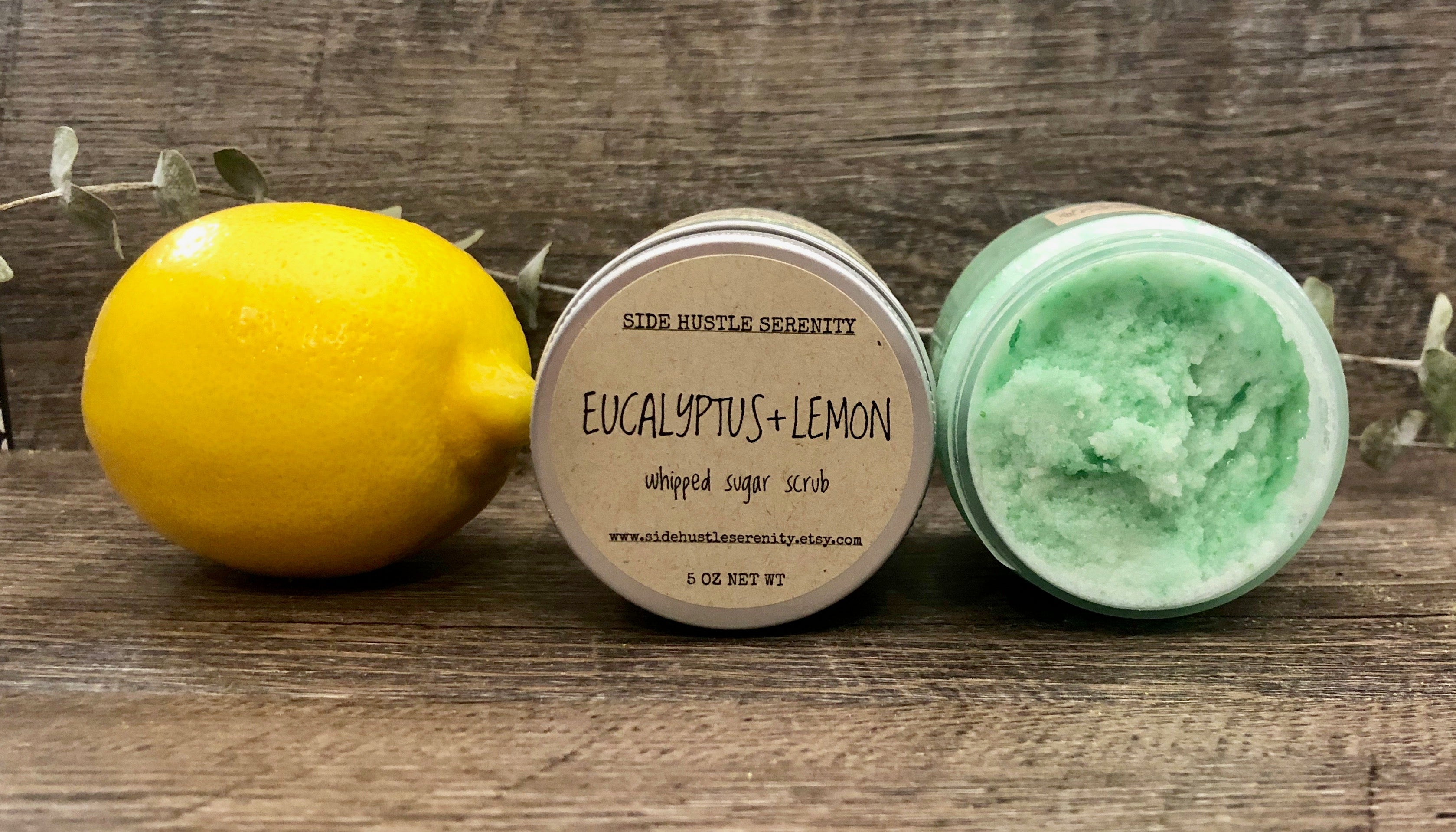 Whipped Sugar Scrub | Eucalyptus + Spearmint - Side Hustle Serenity