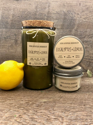 Eucalyptus + Lemon Scented Soy Candle - Side Hustle Serenity