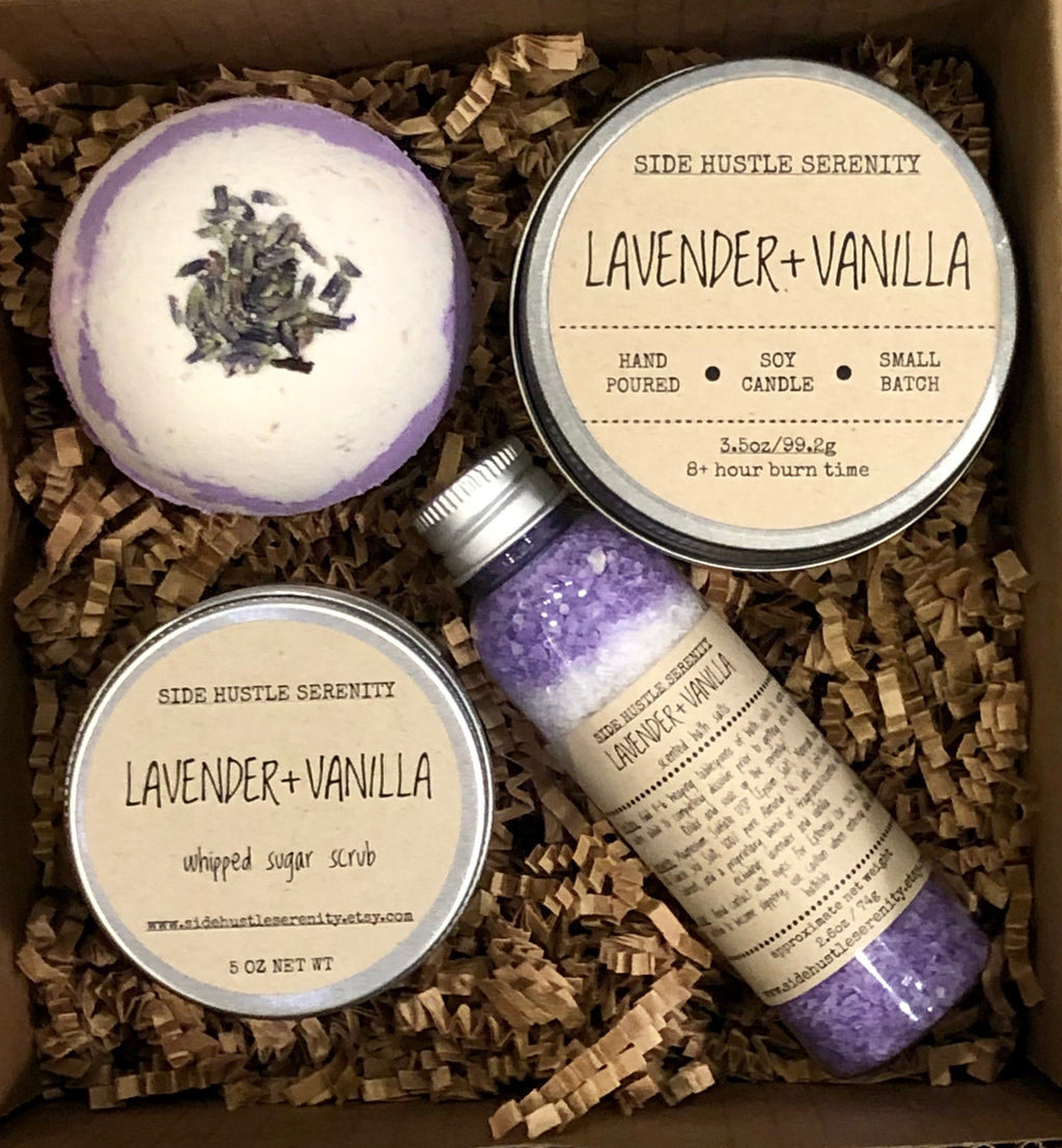 Mini Spa Gift Set | Lavender + Vanilla - Side Hustle Serenity