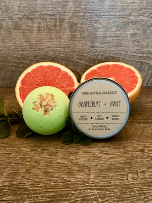 Grapefruit + Mint Scented Soy Candle - Side Hustle Serenity