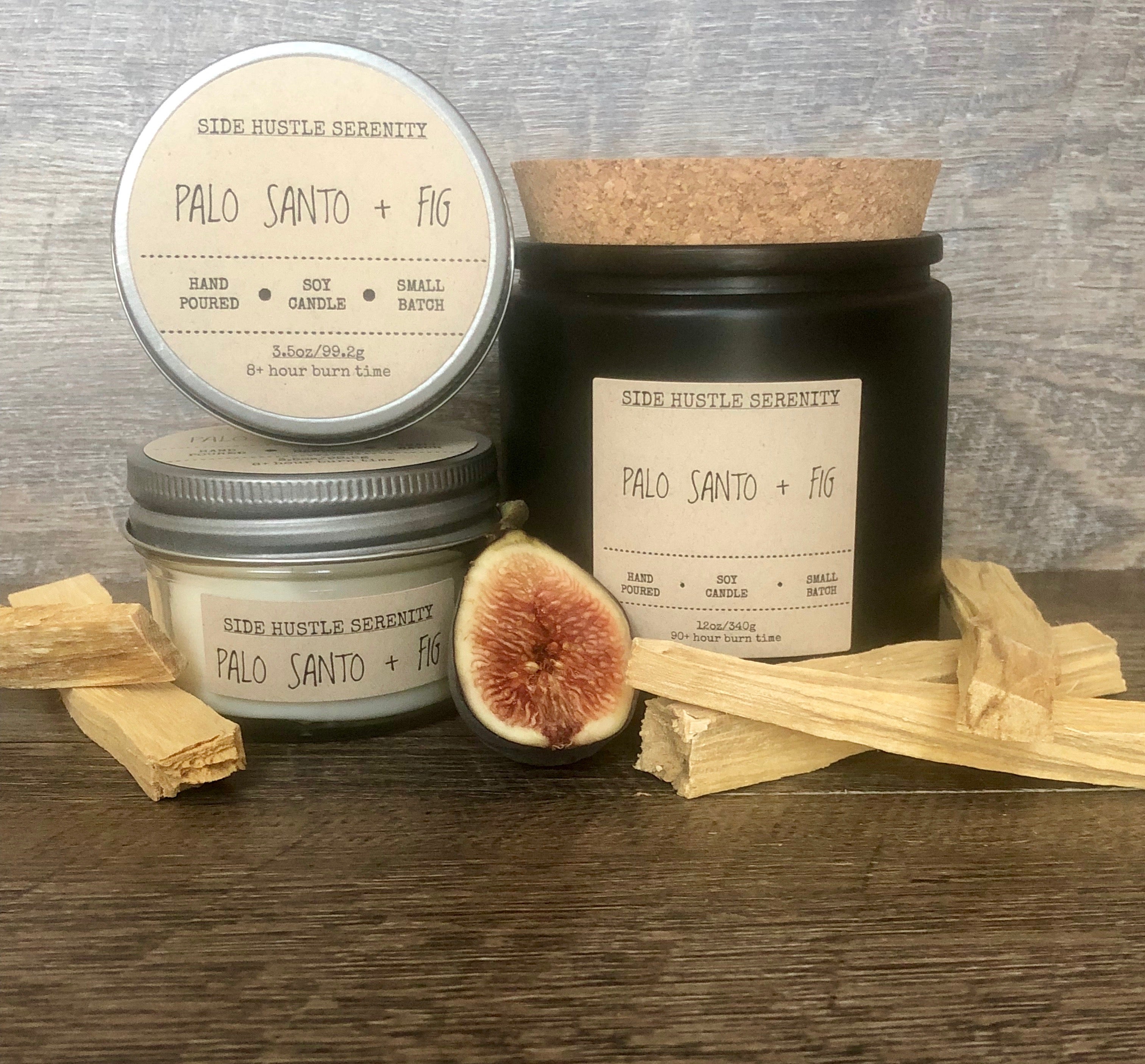 Palo Santo + Fig Scented Soy Candle - Side Hustle Serenity