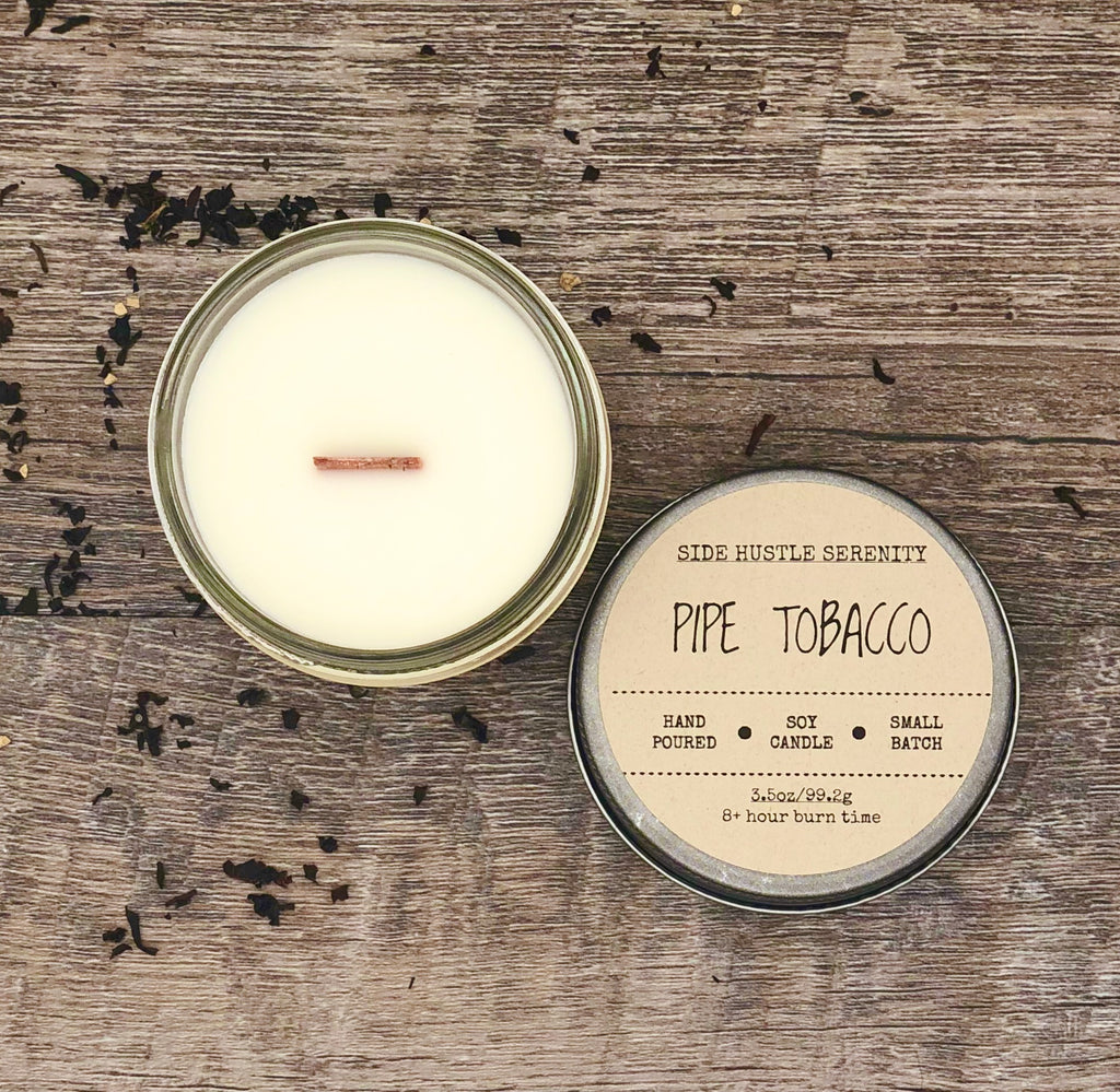 Pipe Tobacco Scented Soy Candle - Side Hustle Serenity