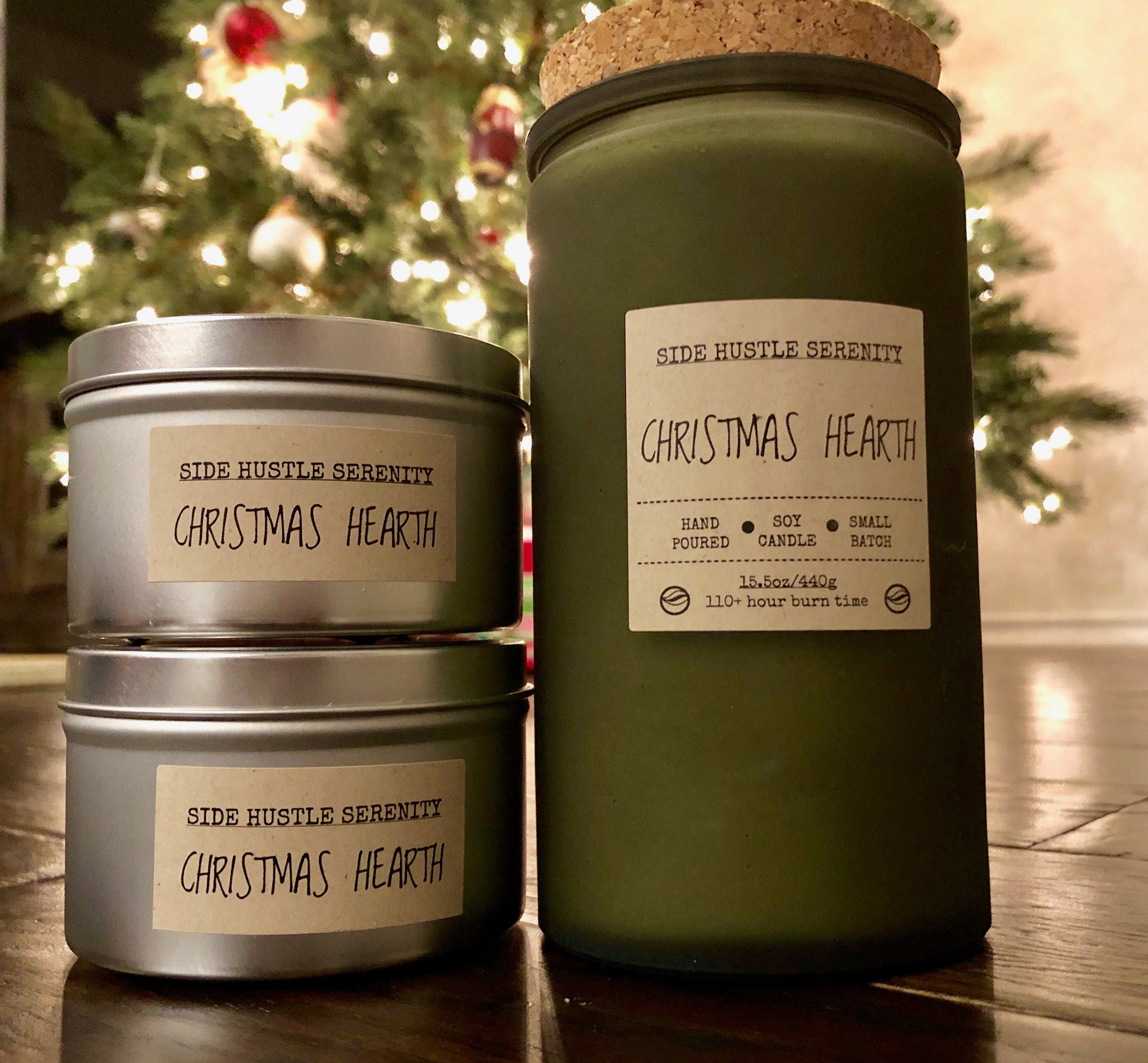 CHRISTMAS HEARTH scented soy candle | Ideal Christmas Scent |  Pine + Cinnamon + Clove + Orange Scent | Holiday Gift | White Elephant Gift
