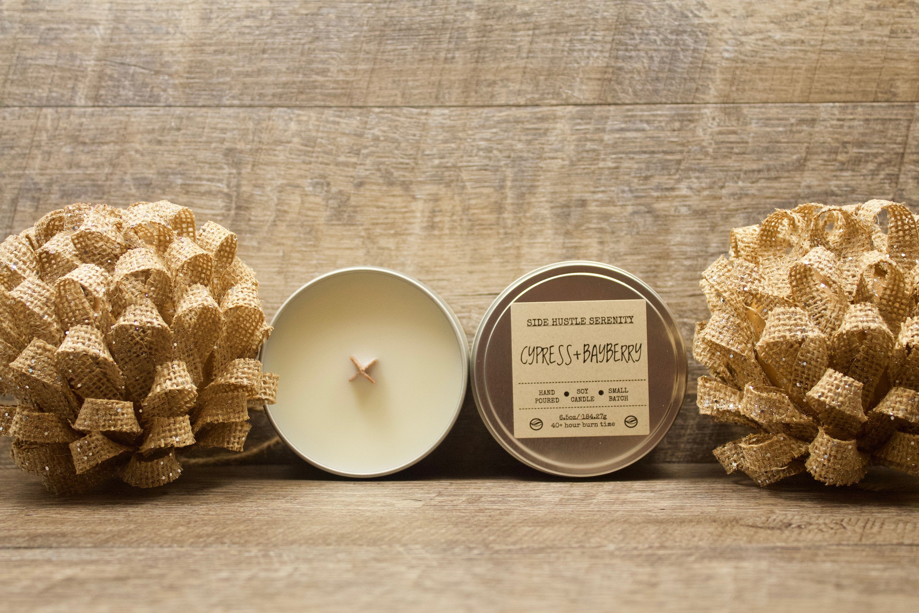 Cypress + Bayberry Scented Soy Candle - Side Hustle Serenity