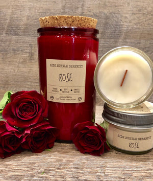 Rose Scented Soy Candle - Side Hustle Serenity