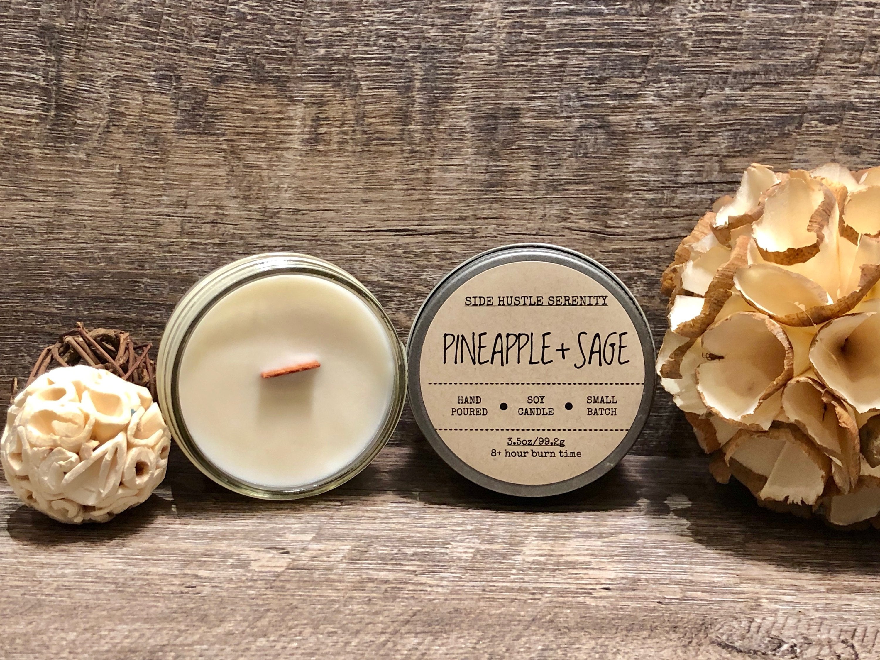 Pineapple + Sage Scented Soy Candle - Side Hustle Serenity