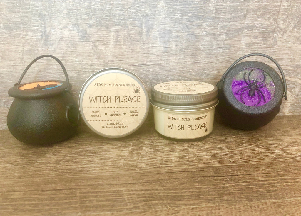 WITCH PLEASE | Apple Spice Scented Soy Candle | 3.5oz Wood Wick Candle | Halloween Humor | Trick or Treat | Basic Witch | Fall Scented Gift
