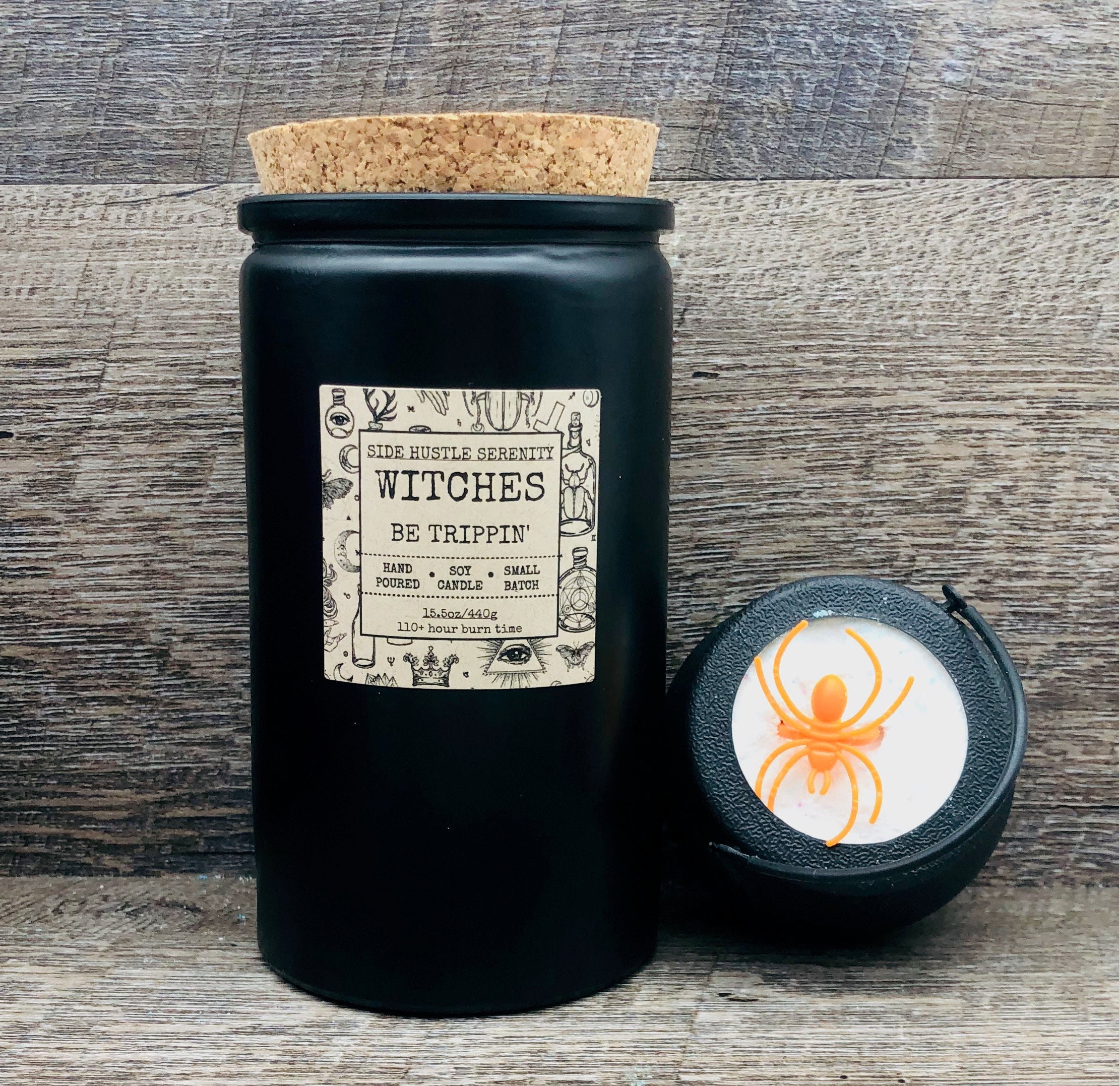 WITCHES BE TRIPPIN&#39; |  Blackberry Rose Scented | 15.5oz Wood Wick Candle | Halloween Humor | Witch Please | Resting Witch Face | Sup Witches