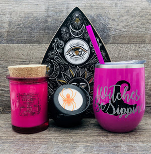 WITCHES BE TRIPPIN&#39; |  Blackberry Rose Scented | 15.5oz Wood Wick Candle | Halloween Humor | Witch Please | Resting Witch Face | Sup Witches
