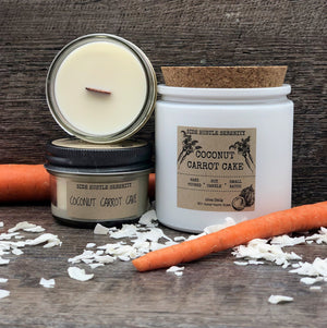 Coconut Carrot Cake Scented Soy Candle | 3.5oz Candle Jar | Wood Wick | Easter Basket Stuffer Candle | Cake Candle | Bakery Scent Candle