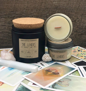 THE LOVERS Plum + Blackberry + Currant + Saffron Scented Soy Candle | 12oz Wood WIck Candle | Enchanting Candle | Gypsy Candle | Tarot Card