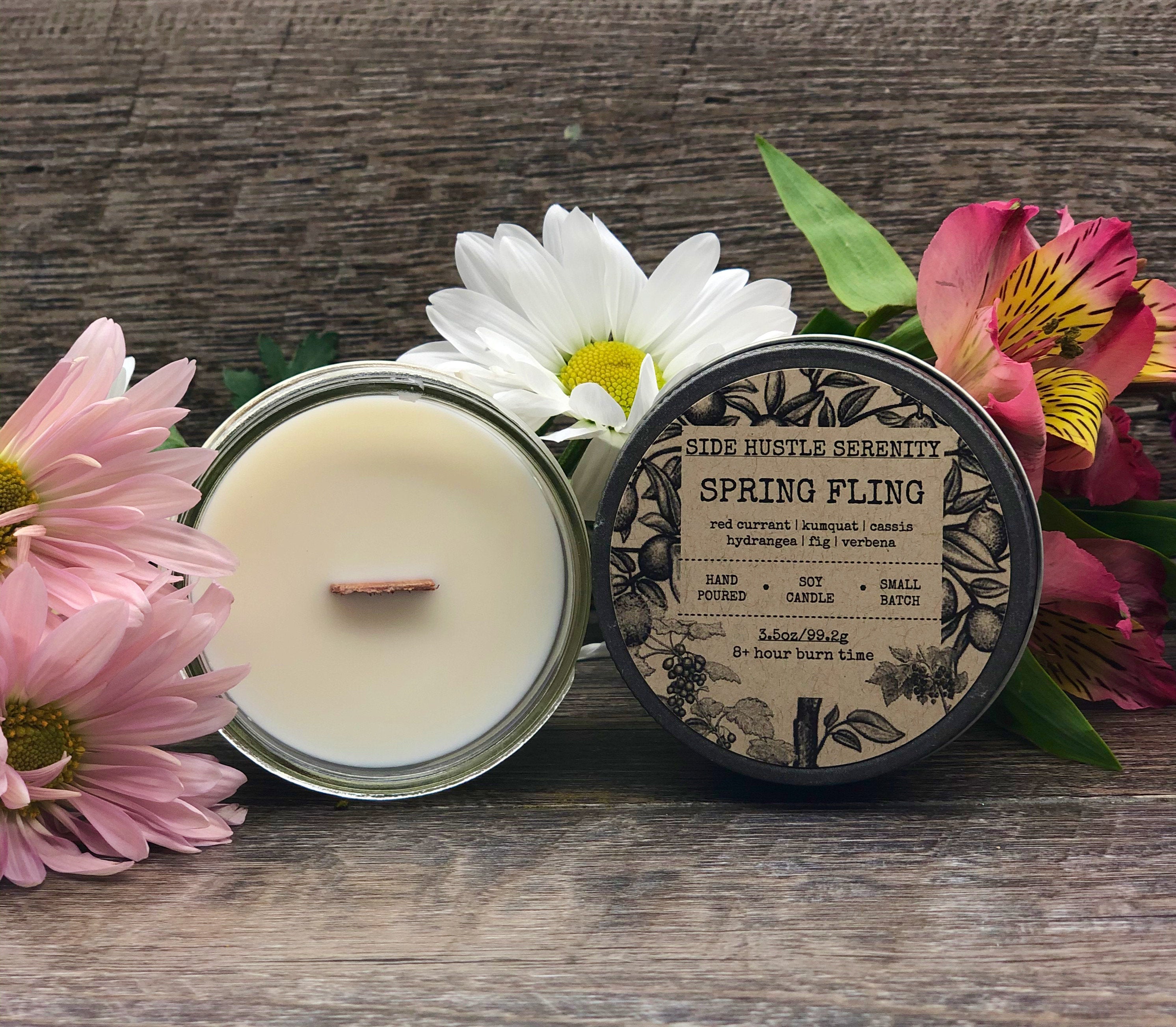 SPRING FLING | Red Currant + Kumquat  Scented Soy Candle | 12oz Wood WIck Candle | Tropical Candle | Minimalist Candle | Spring Candle Gift