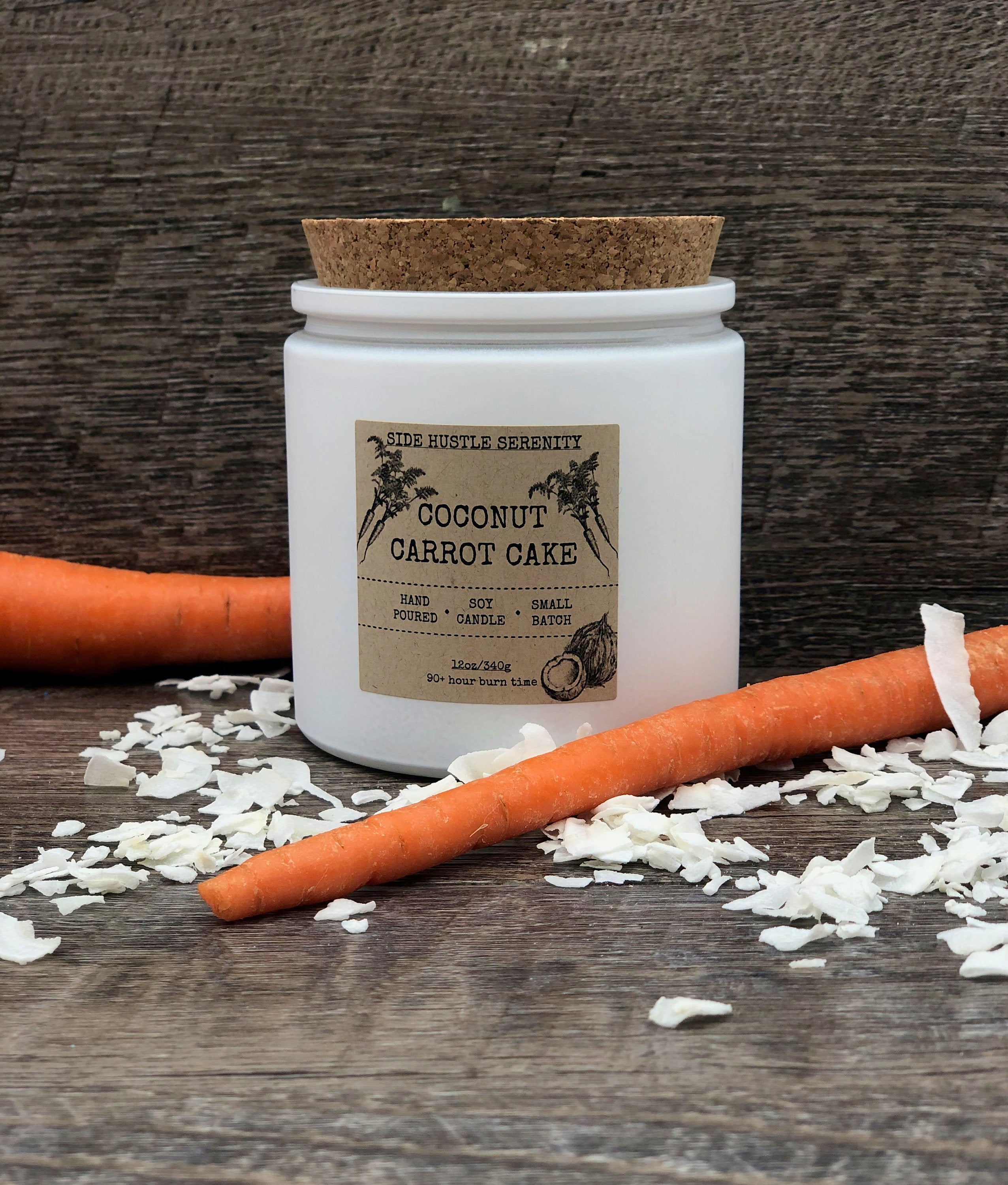 Coconut Carrot Cake Scented Soy Candle | 12oz Wood WIck Candle | Bakery Scent | Easter Candle | Coconut | Foodie GIft | Sweet Candle | Love