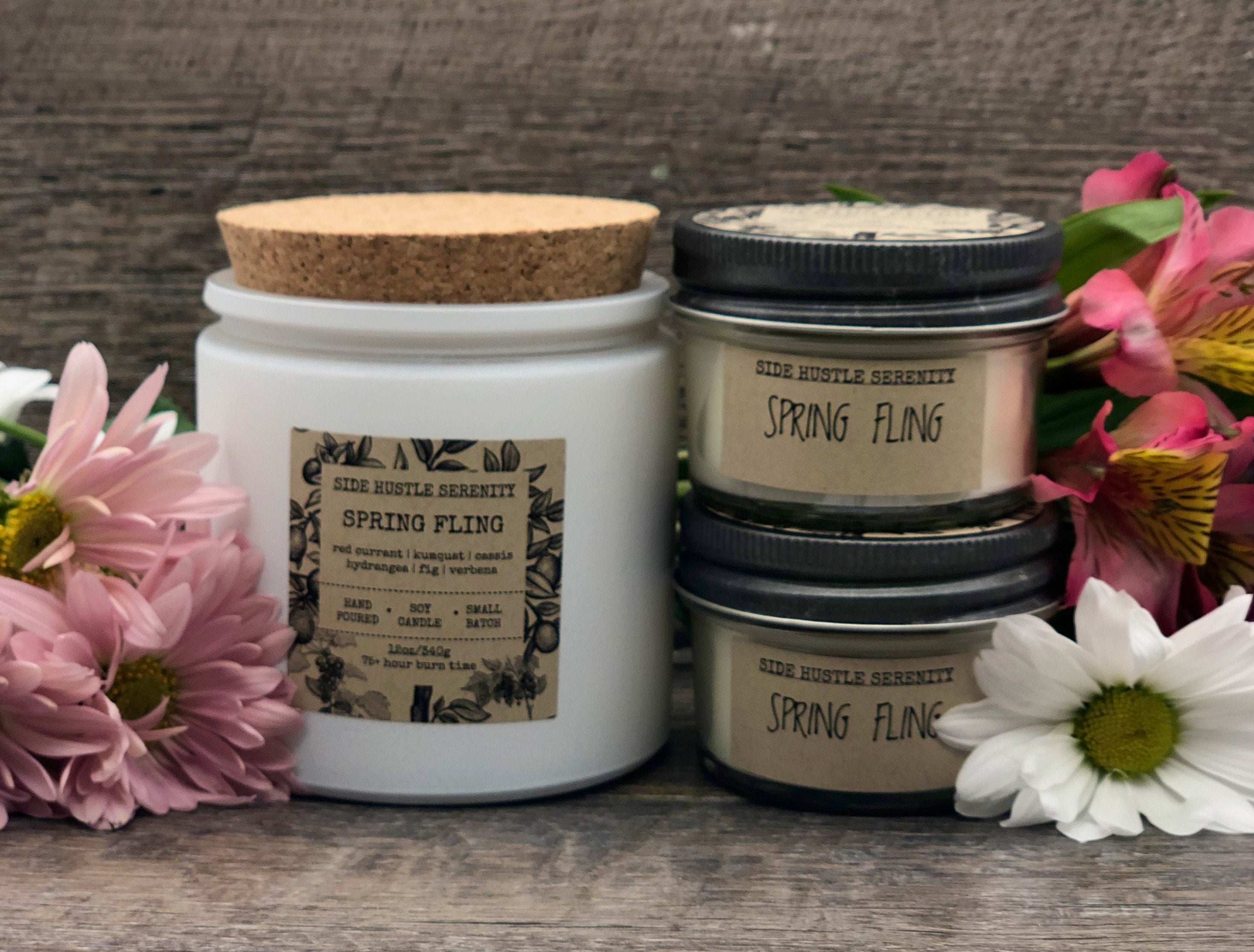 SPRING FLING | Red Currant + Kumquat Scented Soy Candle | 3.5oz Candle Jar | Wood Wick | Spring Candle | Spring in Your Step | Fruity Floral