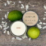 COCONUT + LIME Scented Soy Candle | 3.5oz. Candle Jar with Pewter Screw Top | Wooden Wick | Scent of Summer | Fruity Candle | Coconut Candle