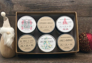 HOLIDAY CANDLES Gift Set | 6 Christmas Candles | Candle Lover Gift Set | Wood Wick Soy Candles | Holiday Inspired Scents | Stocking Stuffers