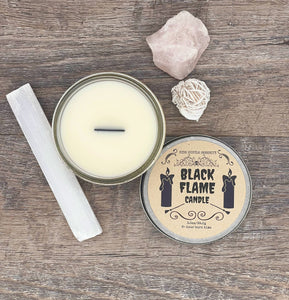 Black Flame Candle | 3.5oz Wood Wick Candle | Library Scented Candle | Festive Halloween Decor GIft | Childhood Movie Memories | Boo Bag