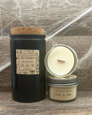 WITCHES BE TRIPPIN' |  Blackberry Rose Scented | 3.5oz Wood Wick Candle | Halloween Humor | Witch Please | Resting Witch Face | Sup Witches