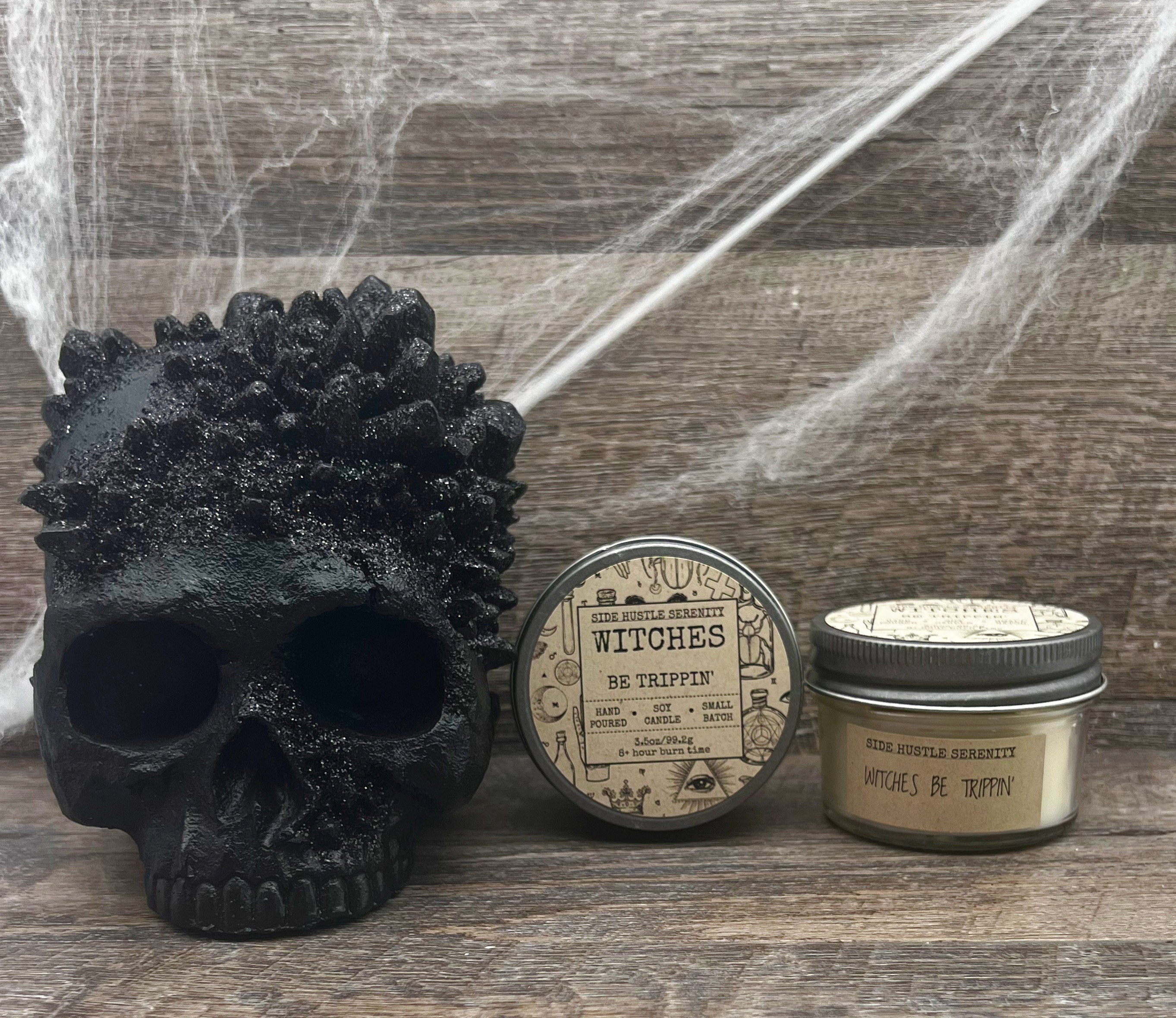 WITCHES BE TRIPPIN' |  Blackberry Rose Scented | 3.5oz Wood Wick Candle | Halloween Humor | Witch Please | Resting Witch Face | Sup Witches